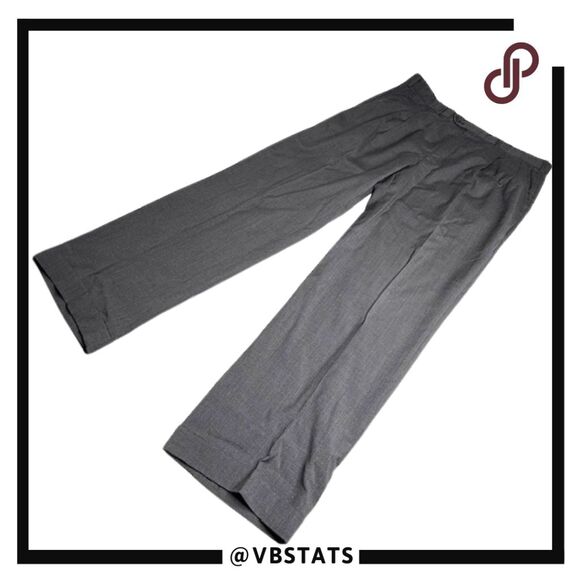 Burberry Men's Pleated Front Straight Leg Cuffed Dress Pants Gray Size 36W x 32L - Picture 1 of 6